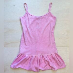 VTG F21 twenty one Pink Terry Cloth Tunic Top Dress Ruffle Hem Cami Large